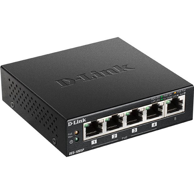   Switch   Switch 5 Ports 10/100 Mbits dont 4 PoE at 60W DES-1005P/E